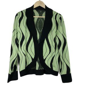 Ming Wang Green and Black Cardigan Sweater